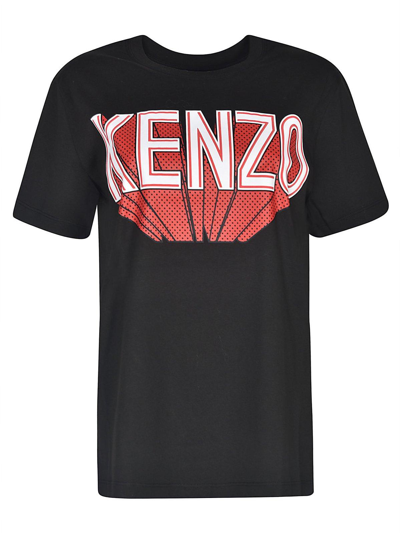 Shop Kenzo Logo Printed Crewneck T-shirt In Black
