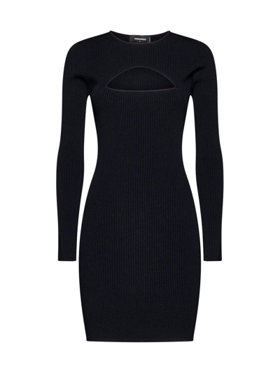 Shop Dsquared2 Cut-out Straight Hem Mini Dress In Black
