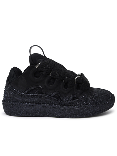 Shop Lanvin Curb Black Calf Leather Sneakers