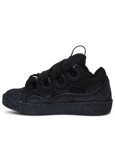 Shop Lanvin Curb Black Calf Leather Sneakers