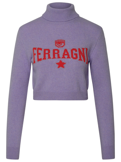 Shop Chiara Ferragni Lilac Cashmere Blend Sweater In Violet