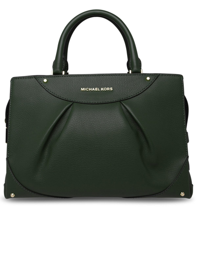 Shop Michael Michael Kors Satchel Enzo Green Leather Bag