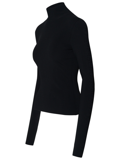 Shop Off-white Logo Band Black Viscose Blend Sweater