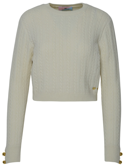 Shop Chiara Ferragni Ivory Wool Blend Sweater In White