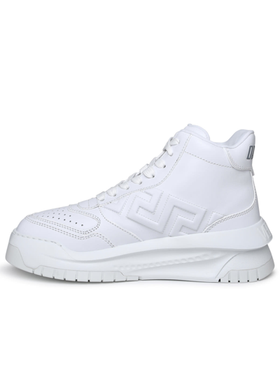 Shop Versace Greca Odissea High Sneakers In White Calf Leather