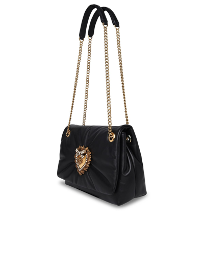 Shop Dolce & Gabbana Medium Devotion Bag In Black Nappa Leather