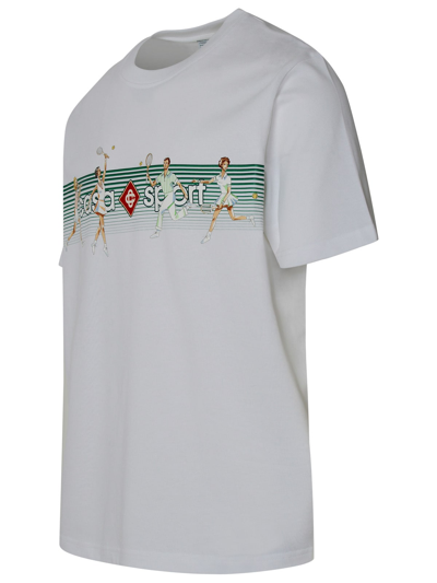 Shop Casablanca Playful Stripes White Organic Cotton T-shirt