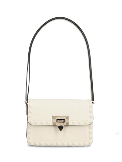 Shop Valentino Garavani Rockstud23 Small Shoulder Bag In Ivory