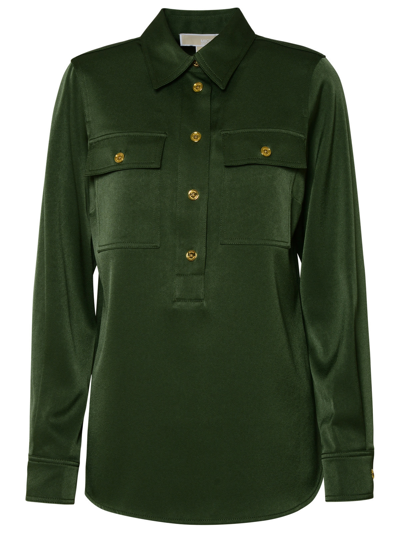 Shop Michael Michael Kors Jade Satin Shirt In Green