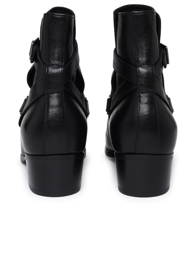 Shop Saint Laurent Dorian Black Calf Ankle Boots