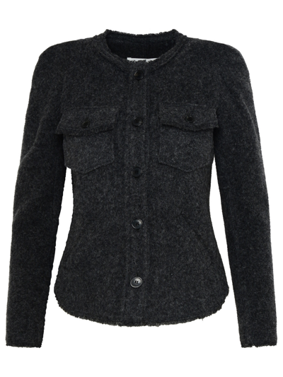 Shop Marant Etoile Nelly Anthracite Wool Blend Jacket In Grey