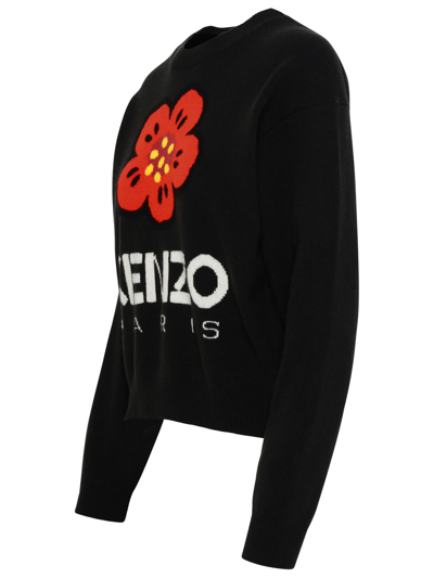 Shop Kenzo Black Wool Boke Flower Sweater