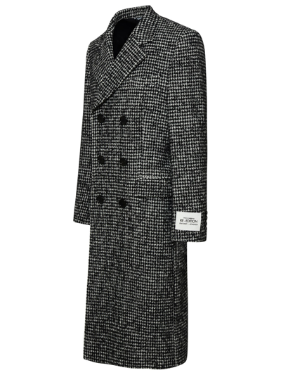 Dolce & Gabbana Double-breasted Wool Houndstooth Coat In Black