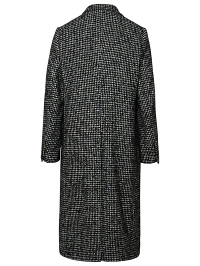 Dolce & Gabbana Double-breasted Wool Houndstooth Coat In Black