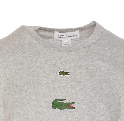 Shop Comme Des Garçons Shirt Cdg Shirt X Lacoste Logo T-shirt In Grey