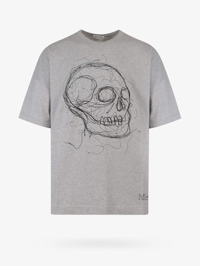 Shop Alexander Mcqueen Crew Neck Cotton Printed T-shirts In Grey