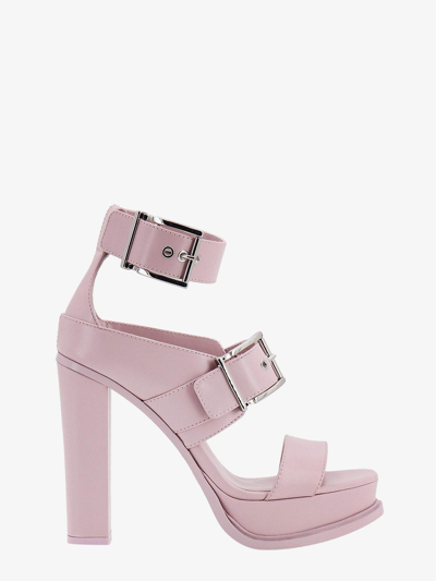 Shop Alexander Mcqueen Leather Ankle Strap Sandals In Pink