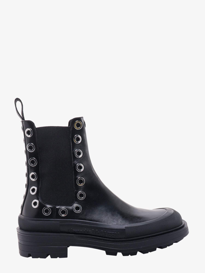 Shop Alexander Mcqueen Leather Boots In Black