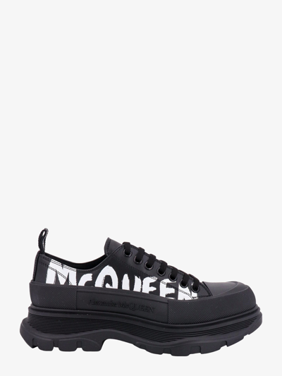 Shop Alexander Mcqueen Leather Lace-up Printed Sneakers In Black