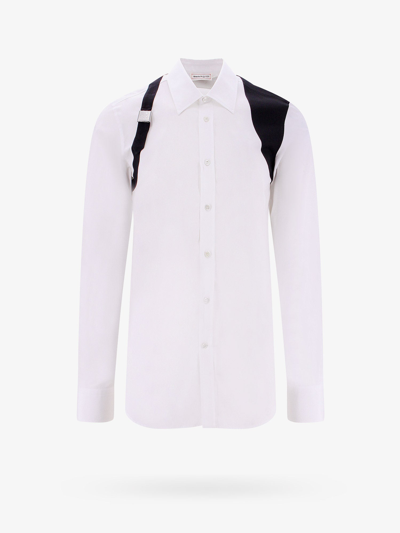 Shop Alexander Mcqueen Long Sleeves Cotton Stitched Profile Shirts In White