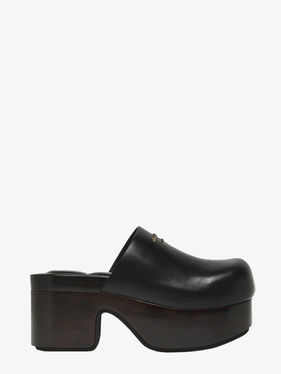 Shop Alexander Wang Squared Toe Wide Heel Leather Sandals In Black
