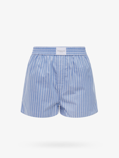 Shop Alexander Wang T Cotton Unlined Frontal Patch With Logo Shorts In Blue