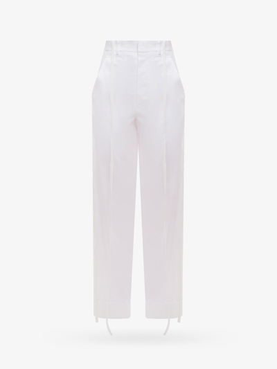 Shop Ann Demeulemeester High Waist Cotton Closure With Buttons Pants In White