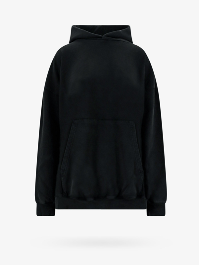 Shop Balenciaga Cotton Hooded Rhinestones Sweatshirts In Black