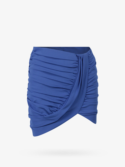 Shop Balmain High Waist Closure With Zip Unlined Skirts In Blue
