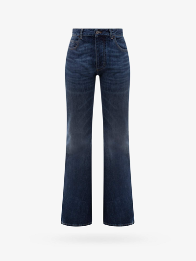 Shop Bottega Veneta Cotton Closure With Buttons Flared Jeans In Blue