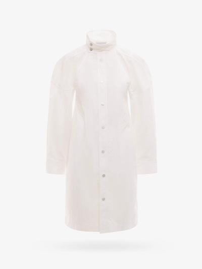 Shop Bottega Veneta Unlined High Collar Dresses In White