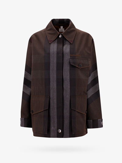 Shop Burberry Closure With Snap Buttons Jackets In Brown