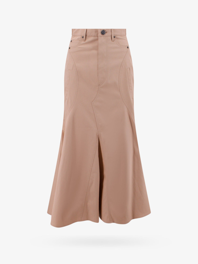 Shop Burberry Cotton Flared Skirts In Beige