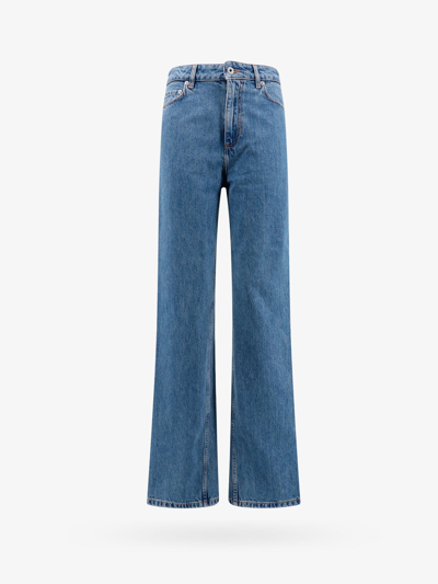 Shop Burberry Cotton Closure With Zip Jeans In Blue