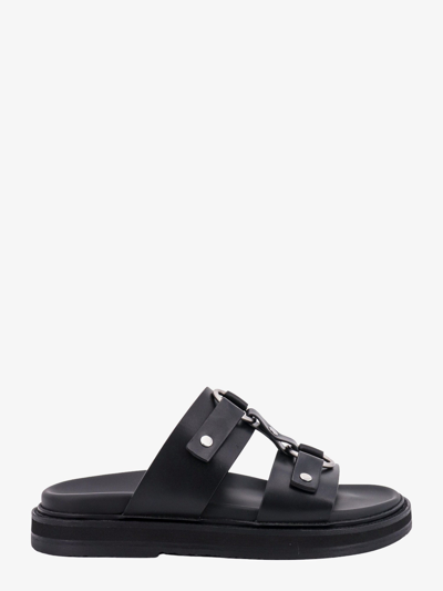 Shop Celine Leather Sandals In Black