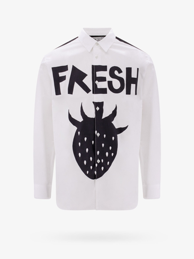 Shop Comme Des Garçons Shirt Long Sleeves Cotton Closure With Buttons Printed Shirts In White
