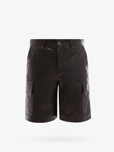 Shop Dfour Leather Shorts In Black