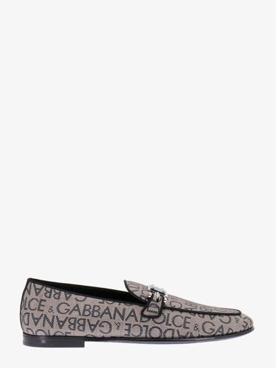 Shop Dolce & Gabbana Leather Loafers In Beige