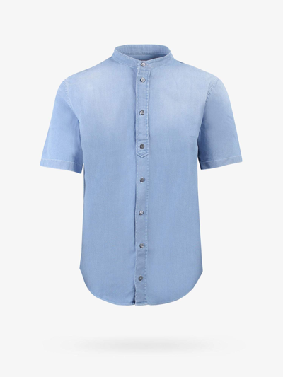 Shop Dondup Short Sleeve Regular Fit Shirts In Blue