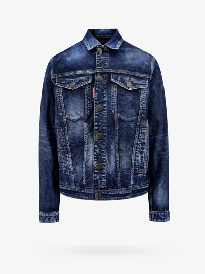 Shop Dsquared2 Cotton Closure With Metal Buttons Jackets In Blue