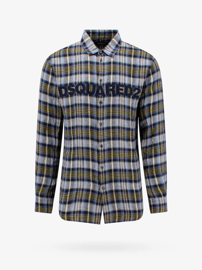 Shop Dsquared2 Long Sleeves Closure With Buttons Printed Shirts In Blue