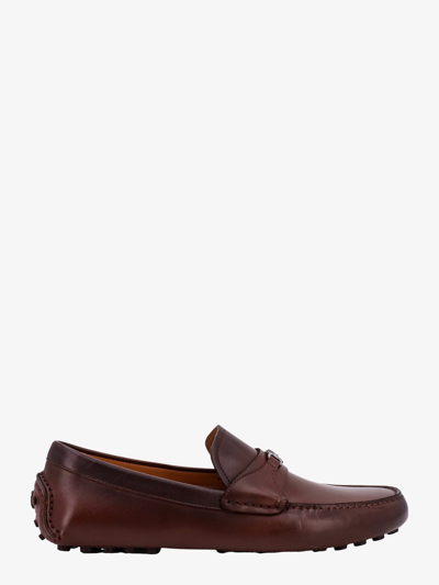 Shop Ferragamo Leather Stitched Profile Loafers In Brown