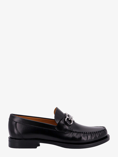 Shop Ferragamo Leather Stitched Profile Loafers In Black