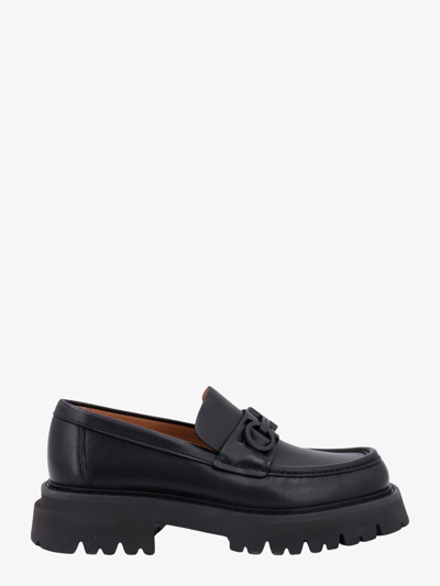 Shop Ferragamo Rounded Toe Leather Loafers In Black