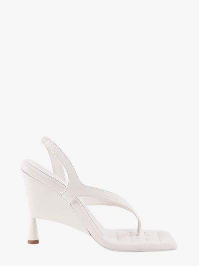 Shop Gia Rhw Squared Toe Leather Sandals In Beige