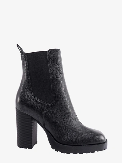 Shop Hogan Leather Stitched Profile Boots In Black