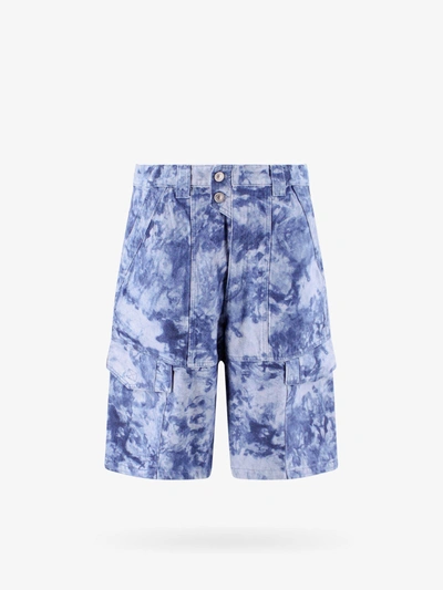 Shop Isabel Marant Regular Fit Cotton Closure With Zip Bermuda Shorts In Blue