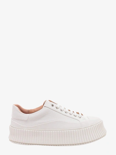 Shop Jil Sander Leather Lace-up Sneakers In White