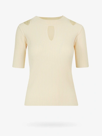 Shop K Krizia Crew Neck Short Sleeve Stitched Profile Knitwear In Yellow