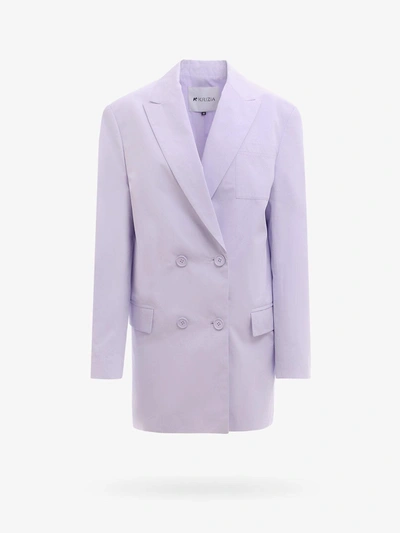 Shop K Krizia Double-breasted Cotton Peak Lapel Blazers E Vests In Purple